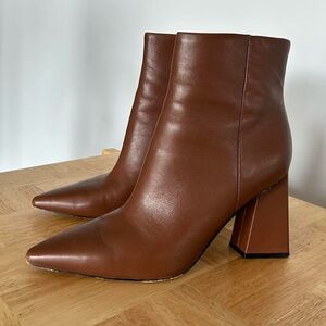 Marc Fisher Brown Leather Pointed Toe Booties